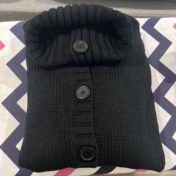 Black turtleneck cardigan sweater 6/8 - Picture 8 of 11